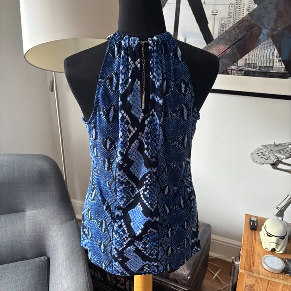 Michael Kors Snake Chain Halter Top Blue Size Medium - Picture 4 of 7
